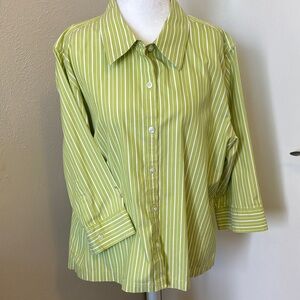 Green Striped Button-Up Shirt XL